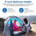 Etekcity Camping Air Mattress, Inflatable Mattress Air Bed Queen Twin with Rechargeable Pump, Leak-Proof Blow Up Mattress Raised Airbed , Height 9″, Storage Bag , Brown