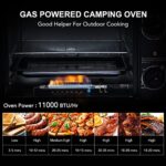 11000 BTU Duel Fuel Butane & Propane Camp Ovens for Camping, 20QT Portable Butane Oven w/Gas Regulator, RV Butane Gas Stove w/Safety Device, Baking Pan and Rack for Baking, Pizza, Toast, Broil