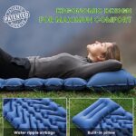 FRITTON Sleeping Pad for Camping, Inflatable Sleeping Mat with Pillow 76.7″X26″, Camping Pad with Built-in Foot Pump, Lightweight Camping Mattress Pad for Car Camping, Backpacking, Tent and Hiking