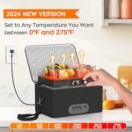 Portable Oven, 12V 24V 110V-240V Car Food Warmer Portable Personal Mini Oven Electric Heated Lunch Box for Meals Reheating & Raw Food Cooking for Road Trip/Camping/Picnic/Family Gathering(Black)