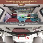 Upgrade Car Ceiling Cargo Net Pocket,31.5″x21.6″ Strengthen Load-Bearing and Droop Less Double-Layer Mesh Car Roof Storage Organizer,Truck SUV Travel Long Road Trip Camping Interior Accessories