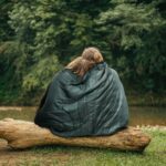 KawaGebo Kamp Outdoor Camping Blanket with Sherpa Lining, Extra Warm Thick Camp Blankets and Puffy Ultralight Soft Poncho DWR Camping Quilt for Cold Weather, Adventure, Sleeping, Backpacking 78″x 56″