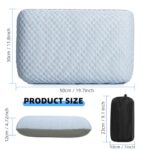Crisonky Travel and Camping Pillow- Compressible Medium Firm Memory Foam Pillow with Carry Bag for Backpacking & Airplane, Lumbar Support. Breathable Cooling Fabric, Washable Pillowcase (Wathet Blue)