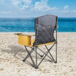 ARROWHEAD OUTDOOR Portable Folding Camping Quad Chair w/ 6-Can Cooler, Cup & Wine Glass Holders, Heavy-Duty Carrying Bag, Padded Armrests, Headrest & Seat, Supports up to 450lbs, USA-Based Support
