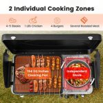 Giantex 2-in-1 Gas Camping Grill and Stove, Portable Propane Grill Burner with Dual Control Knobs, Detachable Legs, 3-Sided Wind Screen, Gas Hose with Regulator, 20,000 Total BTUs (Black)
