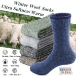 Annsuki 5 Pack Mens Thermal Wool Socks for Winter Warm Merino Socks Thick Hiking Socks for Camping Running Hunting Cozy Socks for Man Multi Colors (US Size 13-18)