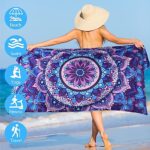 2 Pack Microfiber Large Beach Towel 63″ x 32″ Sand Free Quick Dry Towel Super Lightweight Travel Towel Swim Pool Gym Camping for Adults Women Men kids Beach Accessories (2 Pack- Mandala/Blue Tie Dye)