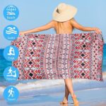 1 Pack Microfiber Beach Towel, Large Microfiber Towel 63″ x 32″ Sand Free Quick Dry Towel Super Lightweight Travel Towel Swim Pool Gym Camping for Adults Beach Accessories (Z-1 Pack Orange Boho)