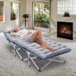 ABORON 2PACK Folding Camping Cots for Adults, Cot for Sleeping Double-Layer 1200D, Heavy Duty Guest Bed W/Mattress Carrying Bag Home Camping Office Vacation Nursing