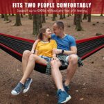 Kinfayv Hammock with Net and Rain Fly – Portable Double Hammock with Bug Net and Tent Tarp Heavy Duty Tree Strap for Travel Camping Backpacking Hiking Outdoor Activities,Red