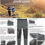 Mens Convertible Hiking Pants, Quick Dry Fishing Pants, Zip Off Stretch UPF 50 Outdoor Camping Pants with 5 Pockets Gray Large